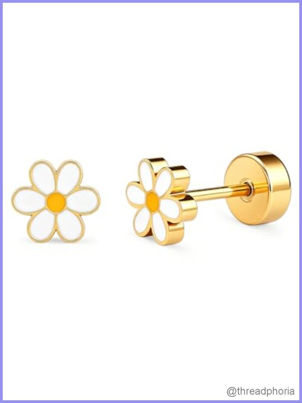 Hypoallergenic Daisy Stud Earrings 18K Gold Plated Surgical Stainless Steel